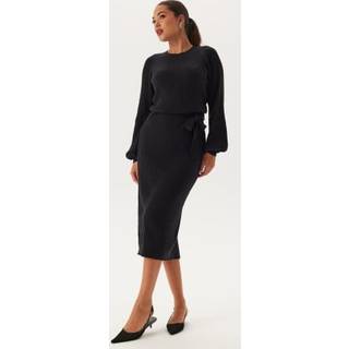 Round Neck Rib Knitted Midi Dress