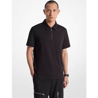 MK Cotton Half-Zip Polo Shirt - Black - Michael Kors