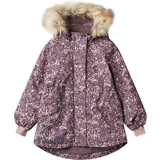 Wheat Mathilde Tech Blomstret Babyjakke Purple Tulips 86 cm  Lilla  86 cm  kvinde