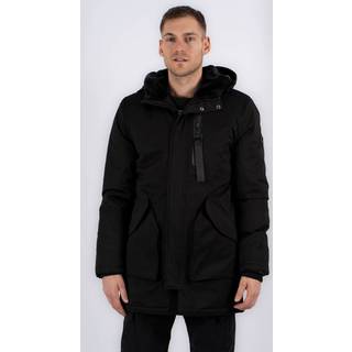 Marcus - Clark jakke, lang model med pelskrave, sort - Herre - Large