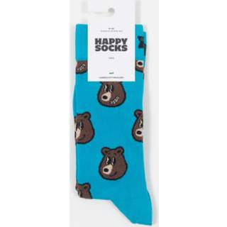 Turquoise Bear Crew Sock | Fun & Colorful Animal Socks - Turquoise, Brown, Light Brown - 36-40