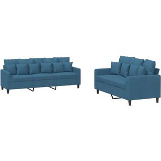 sofasæt 2 dele med hynder velour blå
