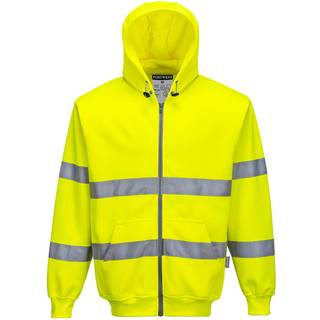 Hi-vis hætte sweatshirt med lynlås - Gul (Størrelse: 4XL)