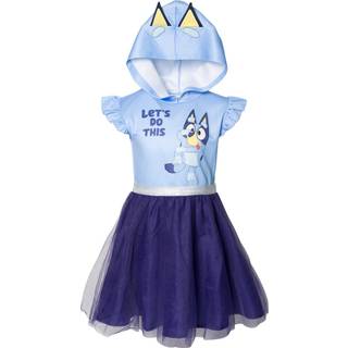 Bluey Little Girls Mesh Cosplay kort?rmet kjole bl? 5