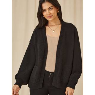 Yumi Yumi Black Relaxed Slouchy Cardigan With Pockets