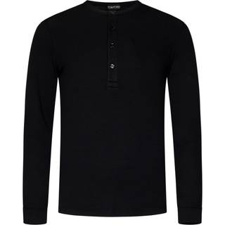 Tom Ford Ribbed-knit jersey Henley shirt - black - EU 44