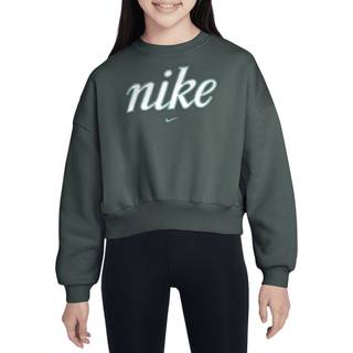 Nike Club Fleece-sweatshirt med firkantet pasform og rund hals til piger - grøn - L