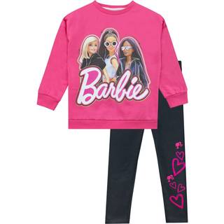 Character Character Pink 100% Cotton Barbie Sweatshirt and Leggings Set
