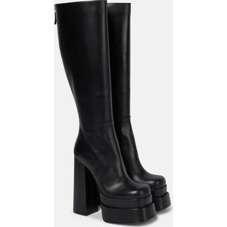 Versace Leather platform knee-high boots - black - EU 38.5