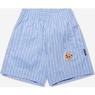 Palm Angels Kids Appliquéd striped cotton-blend short - blue - Y 8
