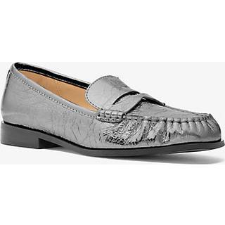 MK Carlson Crackled Metallic Leather Loafer - Grey - Michael Kors - EU 36.5