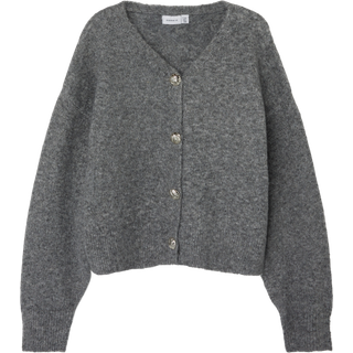 NAME IT Nacola Kort Strik Cardigan Grey Melange