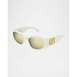 Balenciaga Kvinde BB0324SK 009 Solbriller Acetat Elfenben Grå Rund