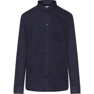 KnowledgeCotton Apparel Regular Fit Melange Flannel Shirt Navy