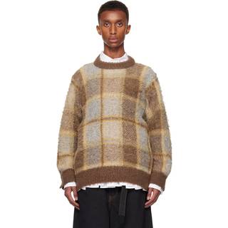 Sacai Checked wool-blend sweater - brown - EU 44