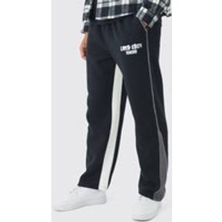 Mens Black Straight Leg Contrast Stitch Gusset Jogger