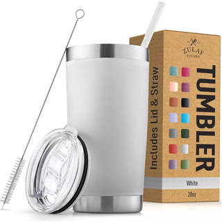 Zulay 20oz rustfrit stål tumbler med låg og halm - svedfri rejse kaffekrus tumbler kopper - dobbeltvægget isoleret rejsekrus til varme og kolde d