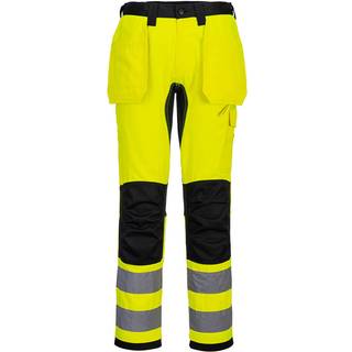 WX2 Eco hi-vis stretch bukser med hængelommer - Gul/Sort (Størrelse: 33)