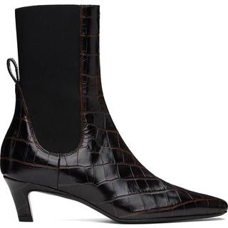 Toteme Croc-effect leather ankle boots - brown - EU 41