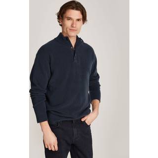 Merino Button Neck Jumper - Blue - M