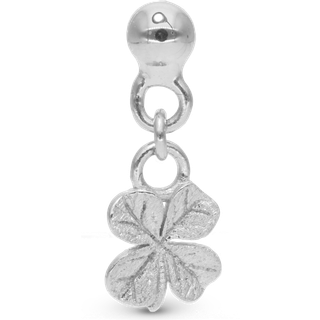Dangling Four Leaf Clover Enkelt Ørestik / Single Stud - Børstet Sterling Sølv - Christina