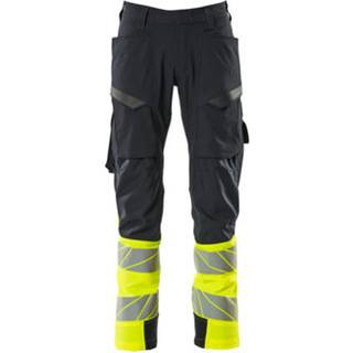 MASCOT ACCELERATE SAFE arbejdsbukser med lårlommer, mørk marine/hi-vis gul - 82C54