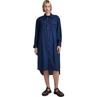 Long Western Shirt Dress Evergreen - Dark blue - Women