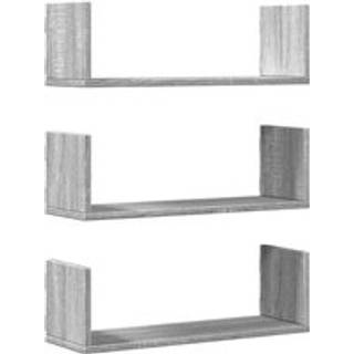 væghylder 3 stk. 58x18x18 cm konstrueret træ grå sonoma-eg