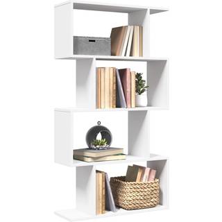 bogreol/rumdeler 70x24x129 cm 4 niveauer konstrueret træ hvid