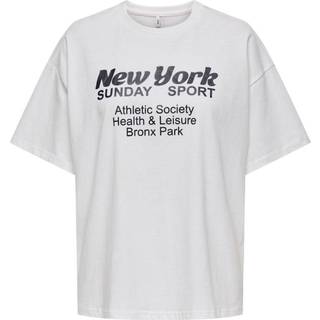 ONLY dame t-shirt ONLCASSIE - Bright White New york + labels brooklyn - XS