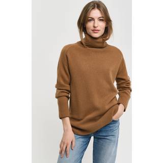Ganttil kvinder. 4805269 Brun sildebensjumper med svanehalsdetalje (M), Casual, Bomuld, Klassisk