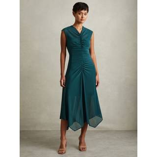 Reiss Lyra Mesh Ruched Midi KjoleEU 34 (UK 6)