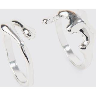 Mens 2 Pack Melted Metal Rings In Silver