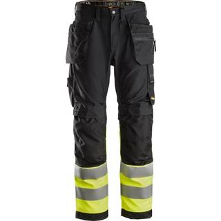 Snickers 6233 high-vis arbejdsbukser+ med hylsterlommer, klasse 1 HV sort/gul 250