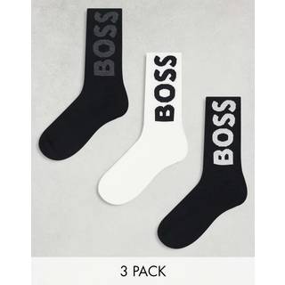 BOSS 3-Pack QS Rib Logo Socks, Black - 38-42.5