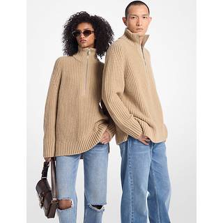 MK Wool and Cashmere Blend Half-Zip Jumper - Natural - Michael Kors - XS