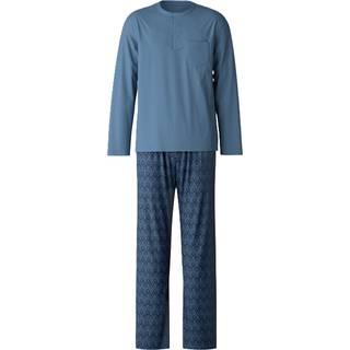 CALIDA Herren Pyjama blau Jersey-Baumwolle Gemustert