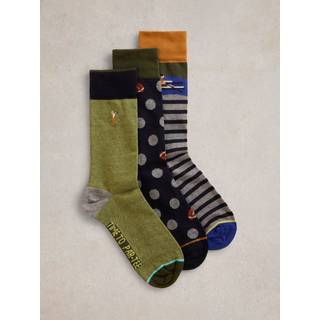 White Stuff White Stuff Green Sporty Chap Ankle Socks 3 Pack