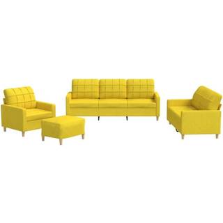 sofasæt 4 dele med hynder stof lysegul