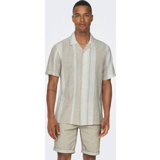 ONLY & SONS Caiden SS Stripe Linen Resort Shirt Vintage Khaki