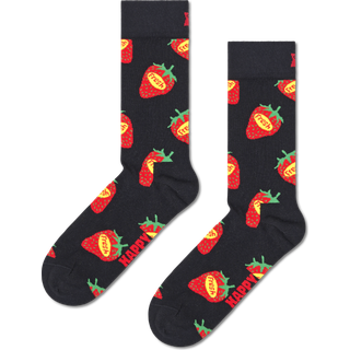 Strawberry Fresh Sock - Fun & Silly Fruit Socks - Black, Red, Yellow, Green - 41-46