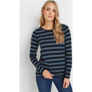 Long Tall Sally Long Tall Sally Blue Stripe Long Sleeve Scoop Neck 100% Cotton T-Shirt