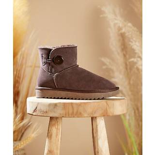 Joe Browns Joe Browns Brown Cosy Sheepskin Real Suede Button Detail Ankle Boots