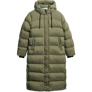 Superdry Superdry Dusty Olive Green Grid Ripstop Longline Puffer Jacket