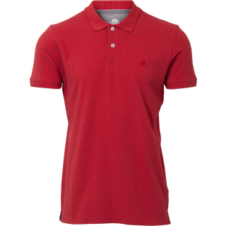 Marcus - Klassisk ensfarvet polo med broderet logo, rød - Herre - Large