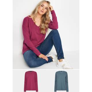 Long Tall Sally Langærmet 100% Bomuld T-shirt 2 Pakke46høj