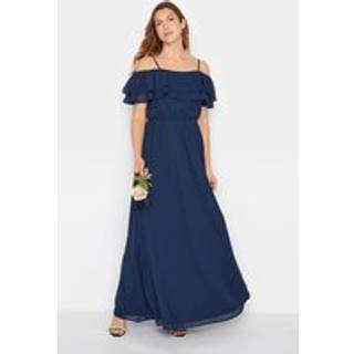 Lts Tall Women's Navy Blue Ruffle Maxi Dress Size 24