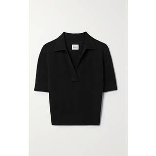 Khaite Shrunked Jo cashmere-blend polo sweater - black - M
