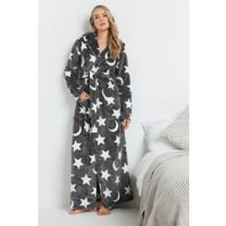Lts Tall Grey Star & Moon Print Hooded Maxi Dressing Gown 14-16 Lts | Tall Women's Dressing Gowns