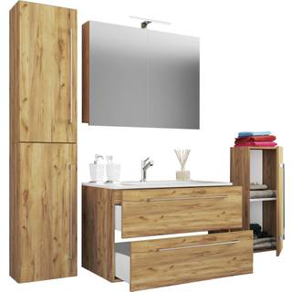 Badinos badmiljø B 80 cm, spejlskab honning eg dekor.
